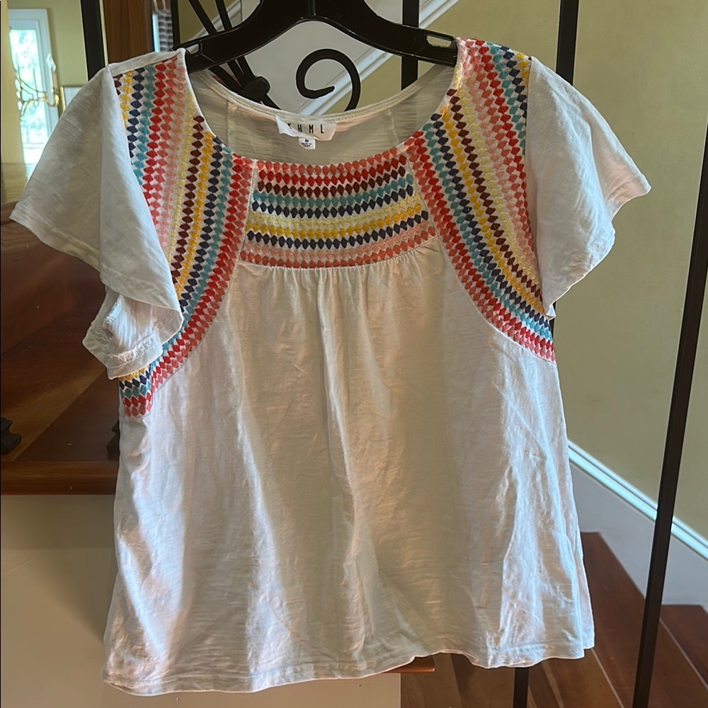 THML Embroidered White Blouse size M